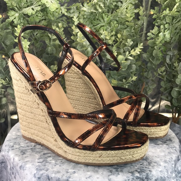 JustFab HowPosh Tortoise Brown 5.5” Espadrille Platform Wedges WMS 10☀️EUC☀️ - Picture 9 of 9